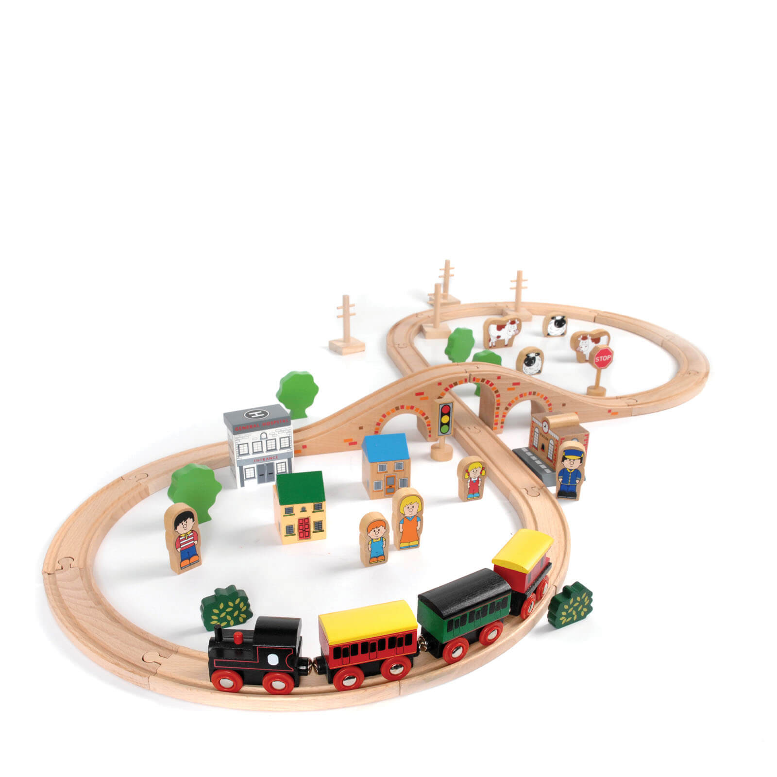 Wooden Classic Train Set - 50 Pieces