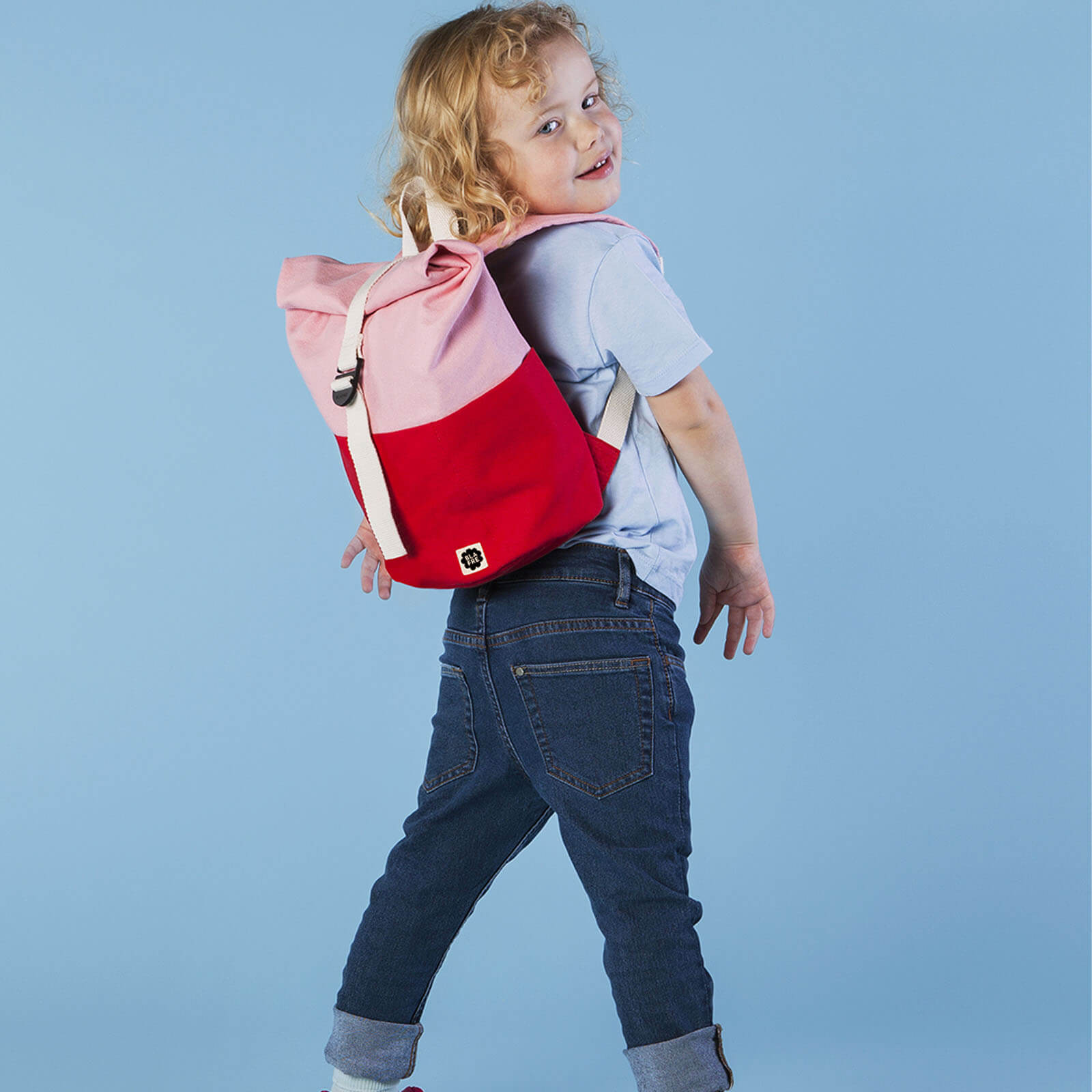 Red and Pink Roll Top Backpack - 7 Litres