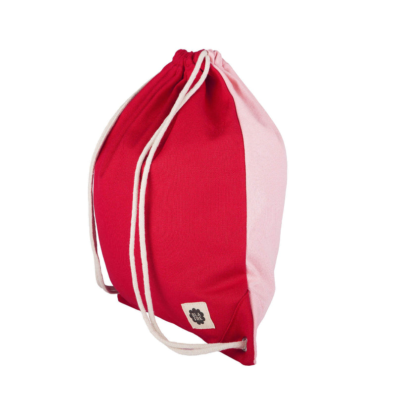 Red and Pink Drawstring Bag