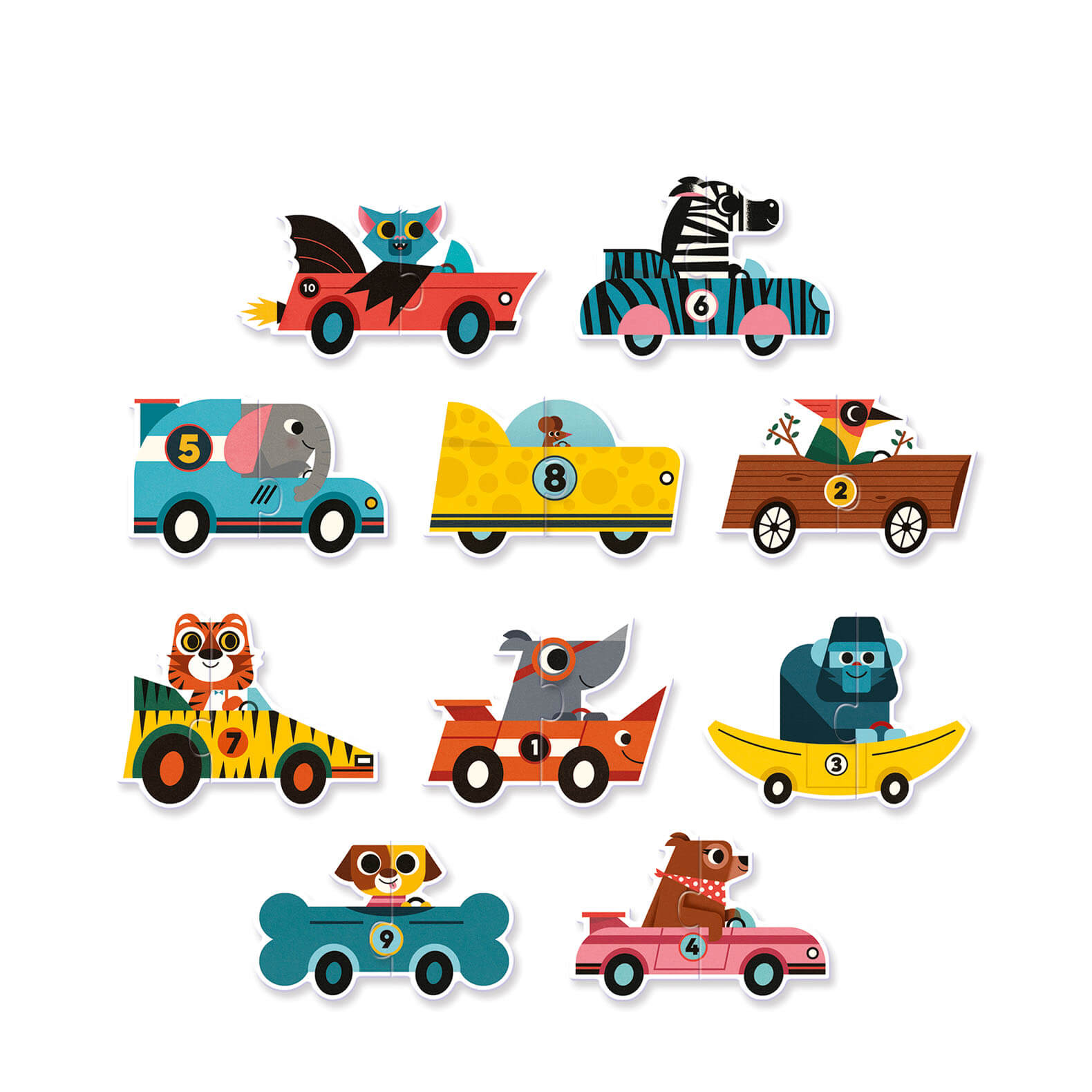 10 Duo Puzzles - Racing Cars