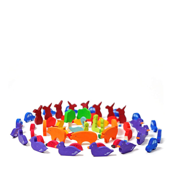 55 Wooden Figures For Counting and Story Telling