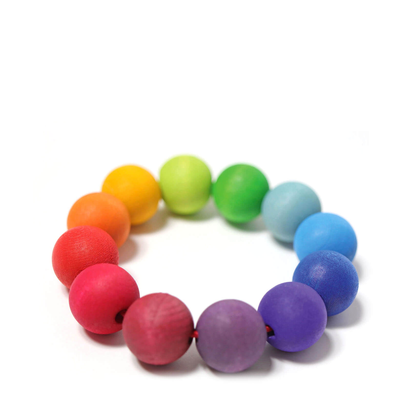 Wooden Rainbow Bead Ring