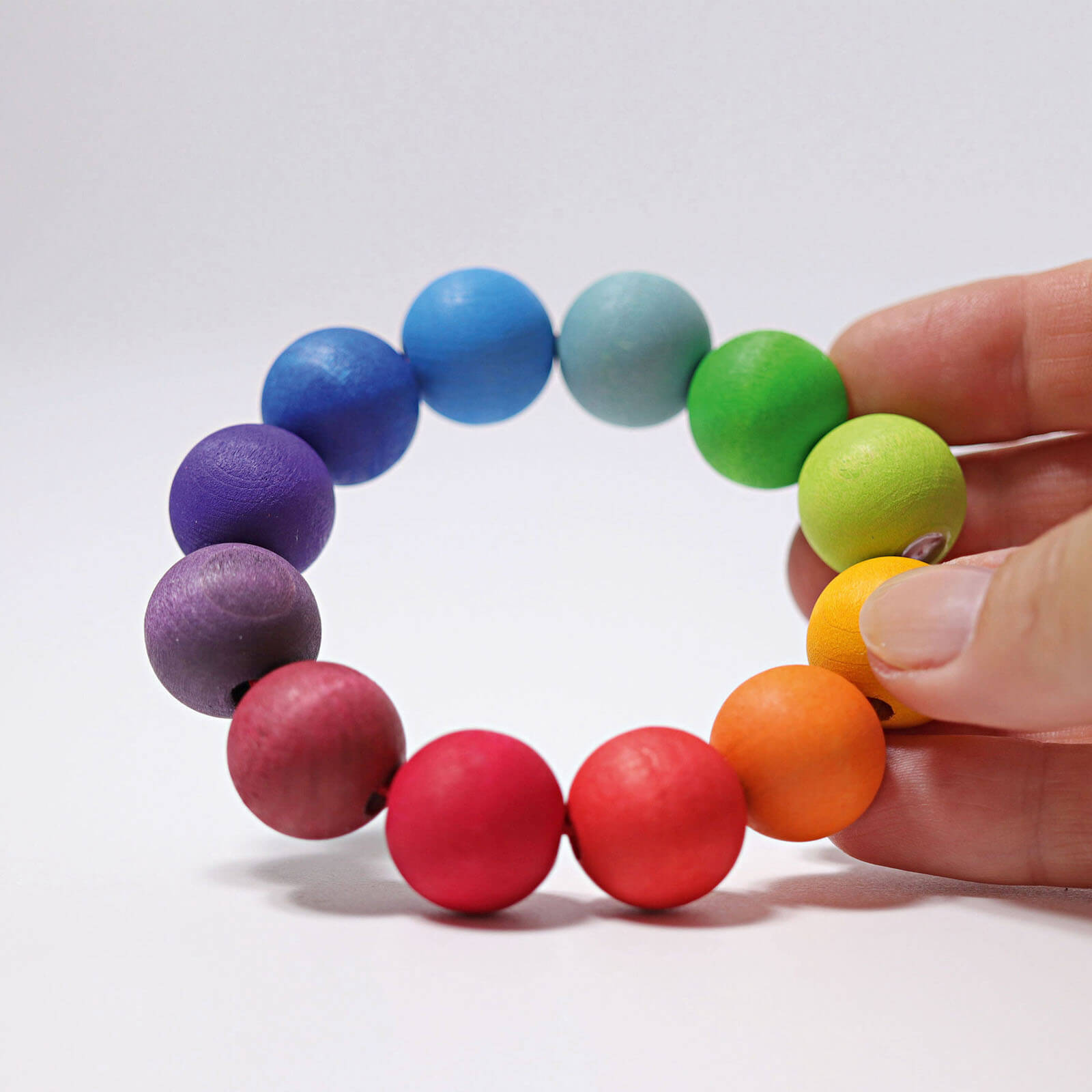 Wooden Rainbow Bead Ring