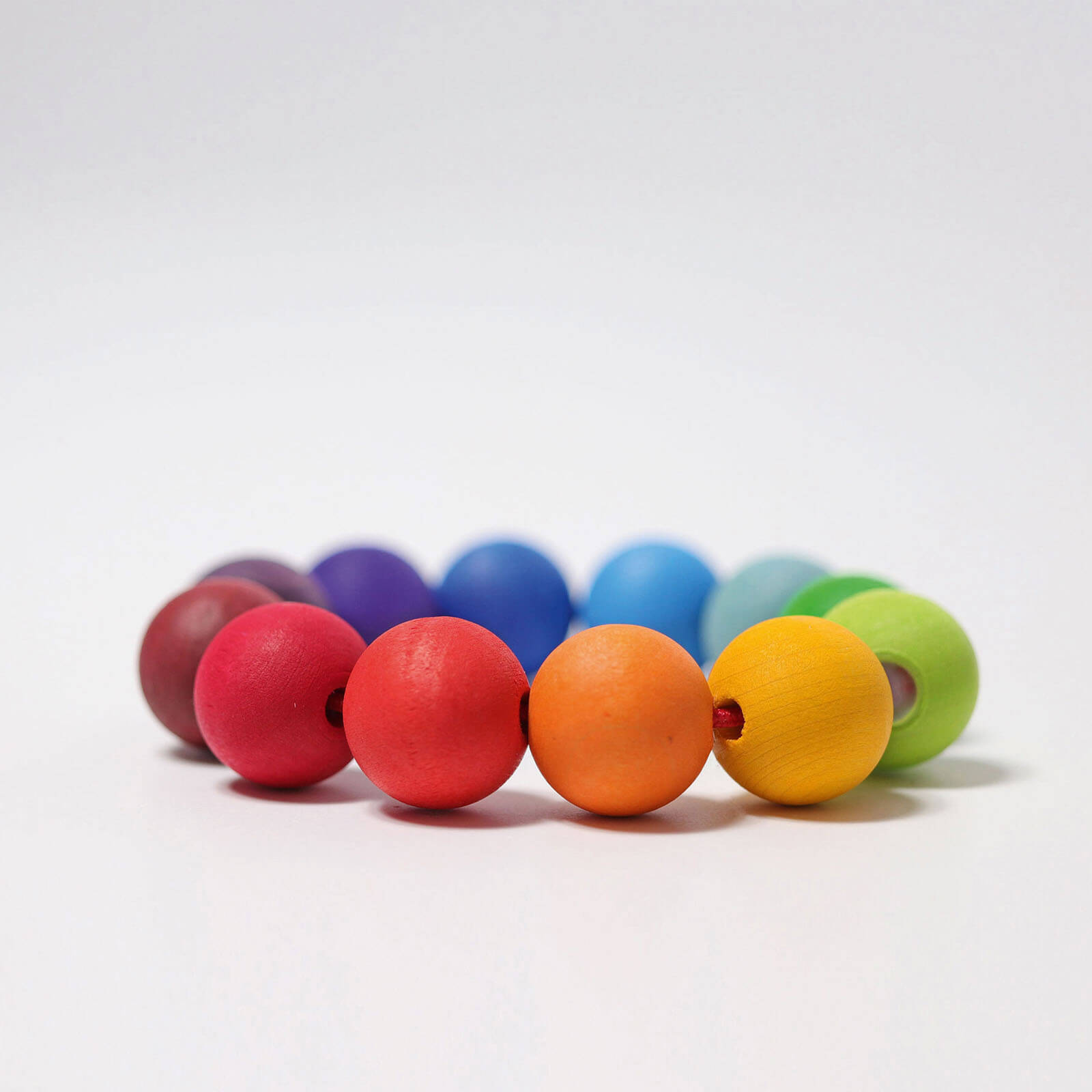 Wooden Rainbow Bead Ring