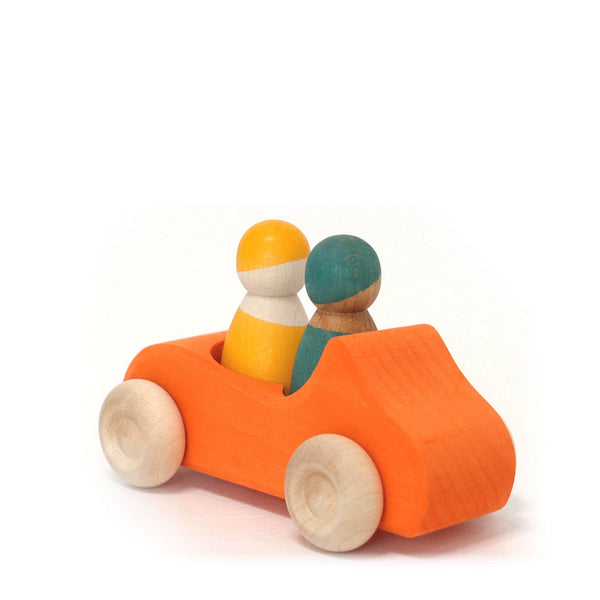 Large Wooden Convertible Car - Orange