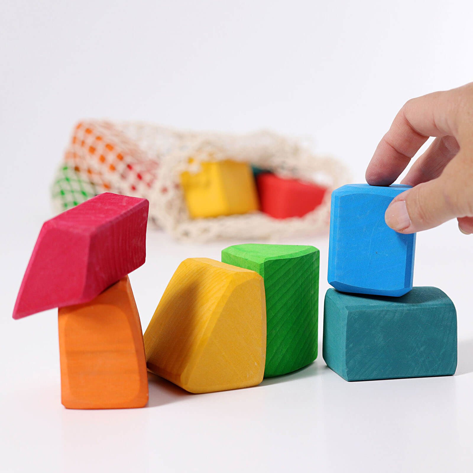 Wooden Coloured Waldorf Building Blocks