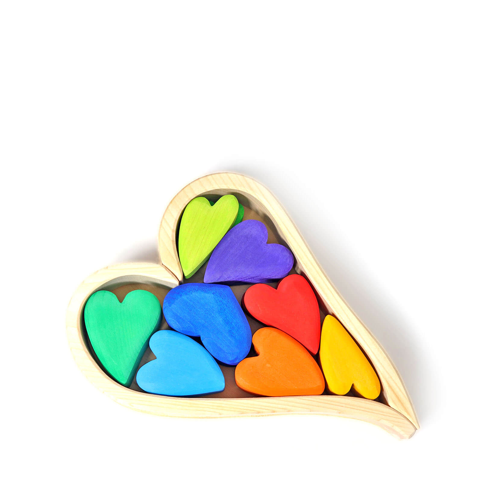 Wooden Rainbow Hearts