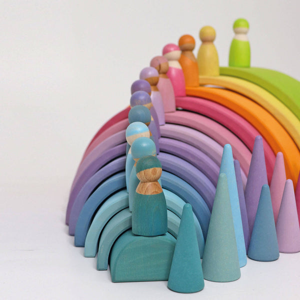 12 Wooden Pastel Rainbow Friends Figures