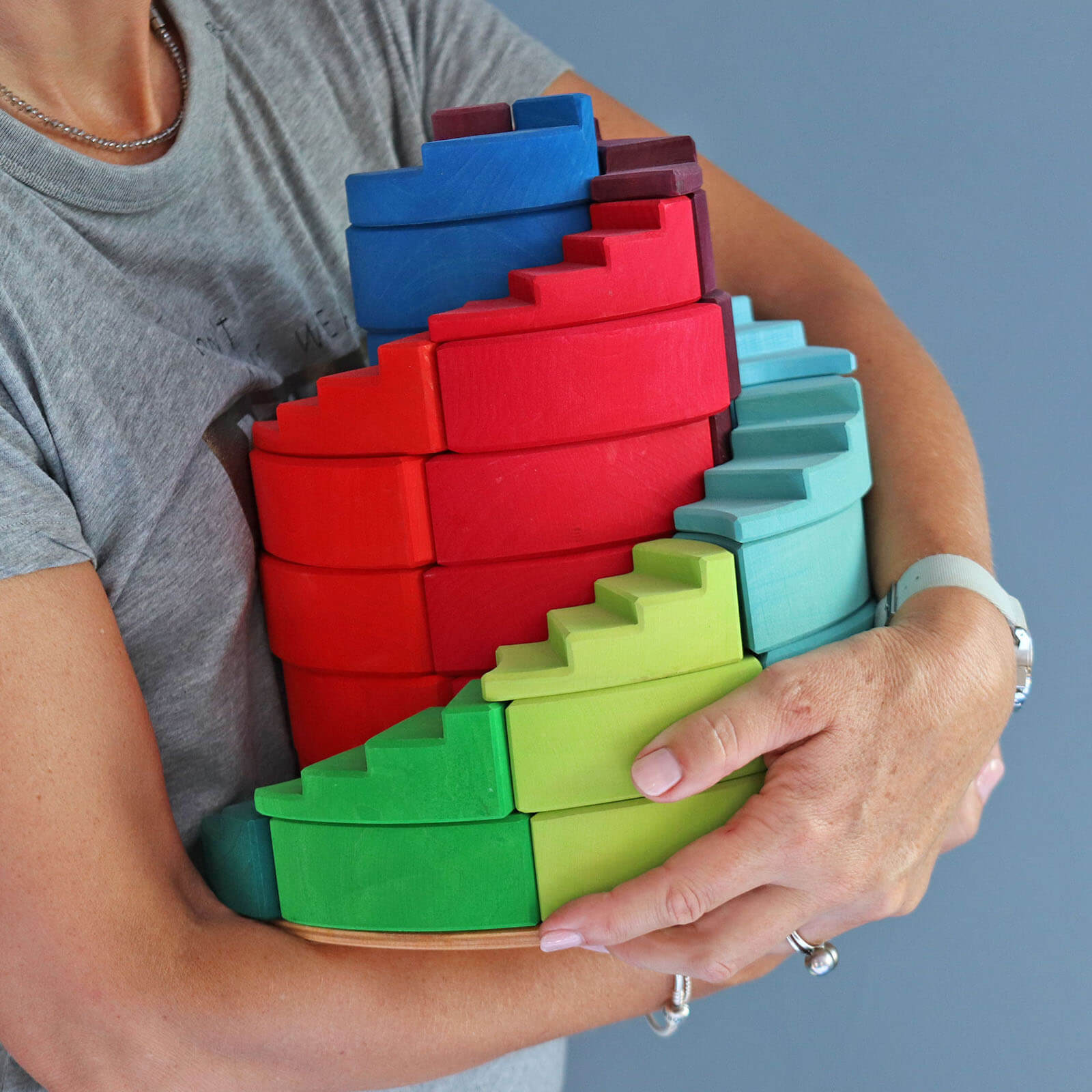 Counterrotating Stepped Spiral Blocks