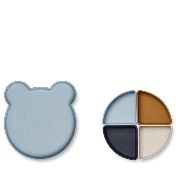 Arne Divider Plate Mr Bear Sea Blue Mix