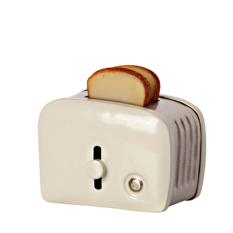 Miniature Toaster and Bread Off White