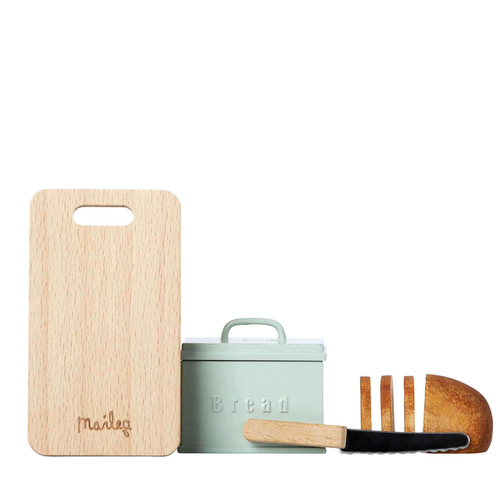 Miniature Bread Box With Cutting Board and Knife