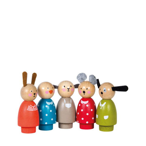 5 Assorted Wooden Characters