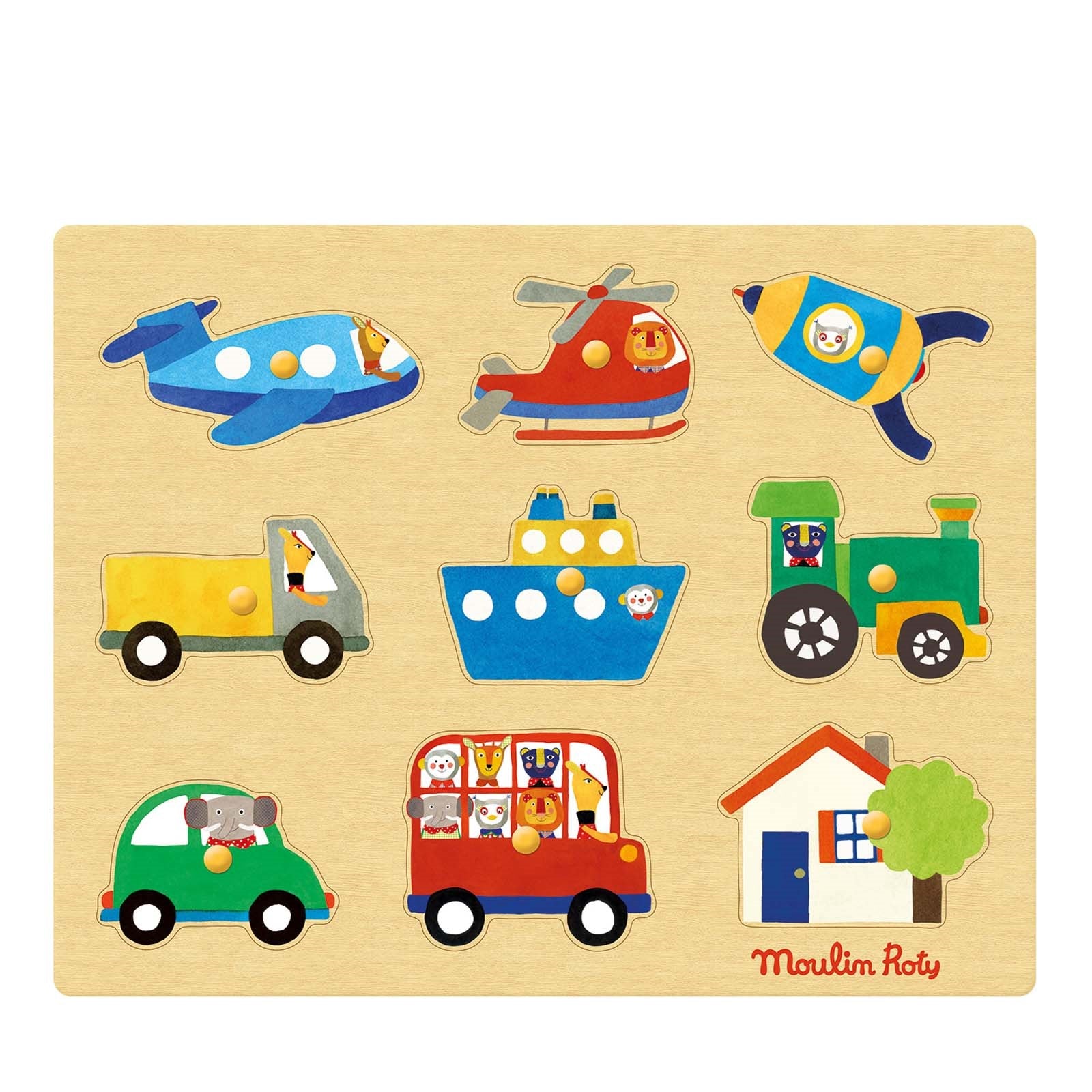 Les Popipop Wooden Transport Peg Puzzle