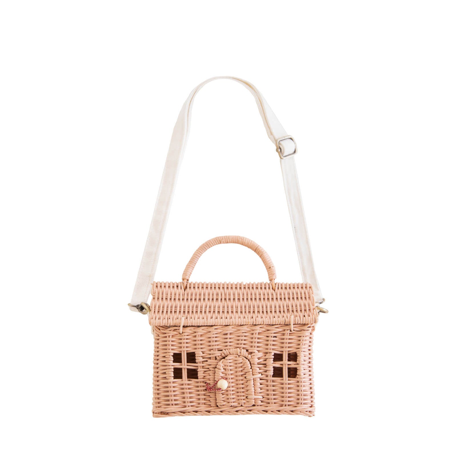 Olli Ella Rattan Casa Clutch Rose Small Kins