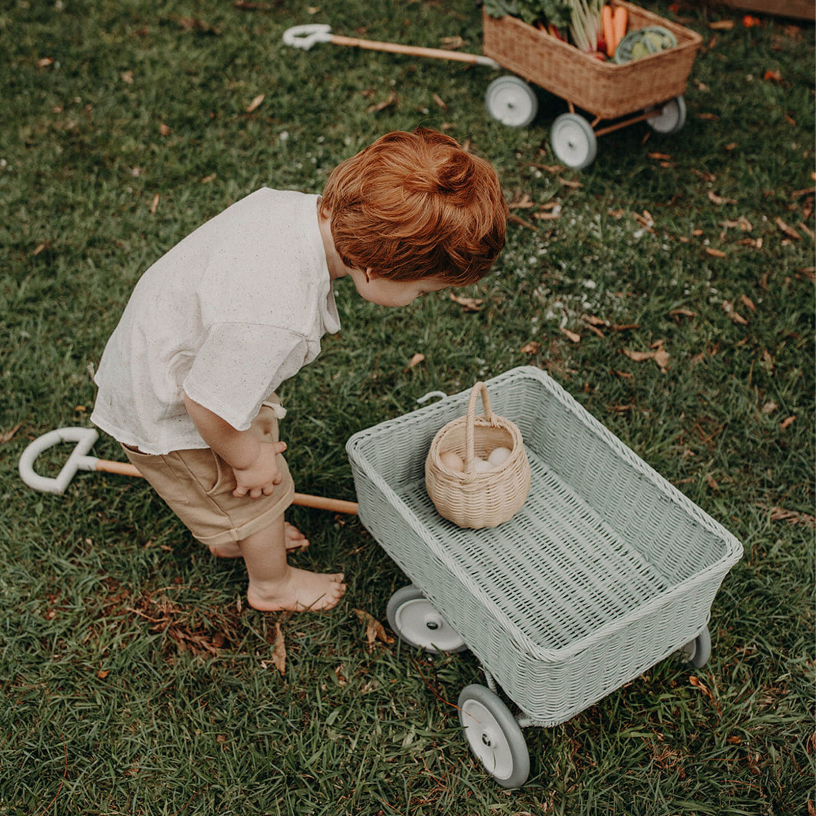 Rattan Wonder Wagon - Vintage Blue