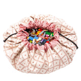 Geometric Toy Storage Bag / Playmat Coral