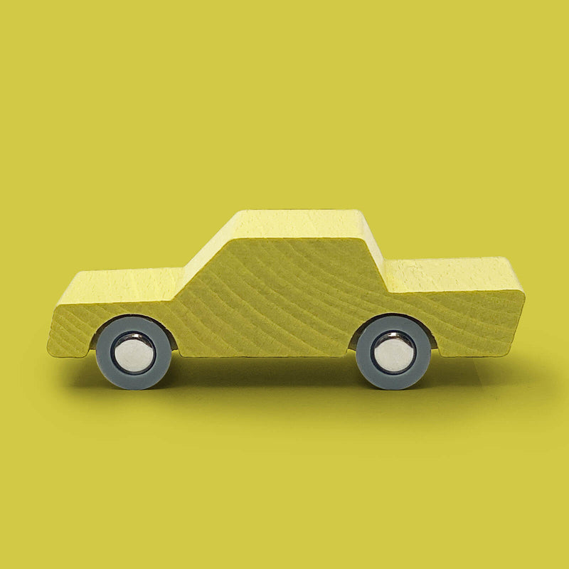 Back and Forth Wooden Toy Car - Yellow